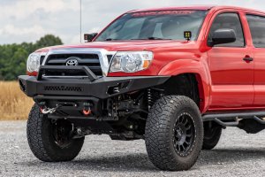 Toyota Tacoma Front Bumper - Rough Country - LED with Winch Mount - Flat Black - '05-'11